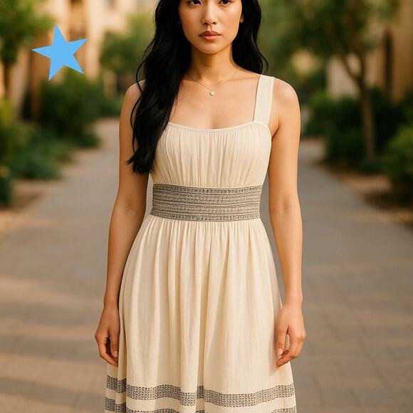 Sigrid Olsen Silk Womens Dress 2 XS 0 Cream Brown Silk Ethereal Midi Gown - Picture 11 of 11